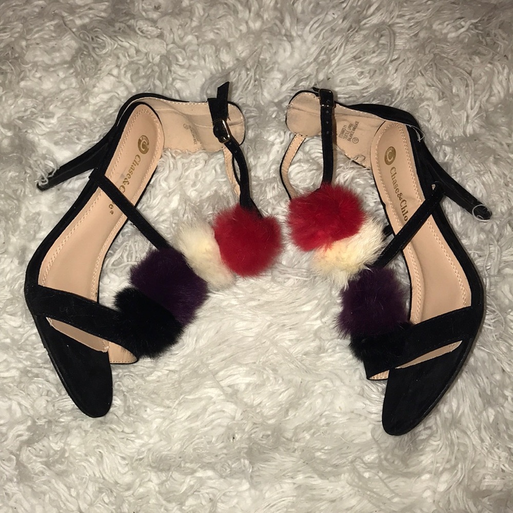 🔥Chase&Chloe pompom heel sandal🔥🔥 - Picture 2 of 7